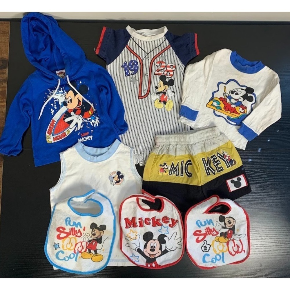 Vintage Disney Mickey Mouse Lot of 8 Clothing Bundle 6 Months-2T